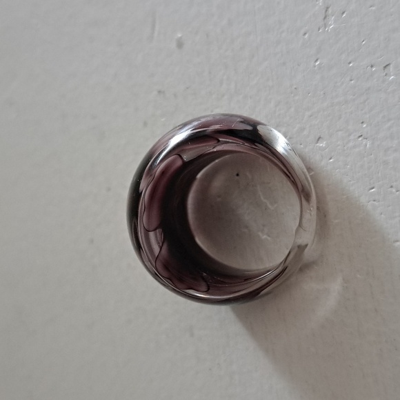 VTG MARBLED GLASS BUBBLE ring purple tone retro MOD funky disco 6-6.5 - Picture 2 of 6